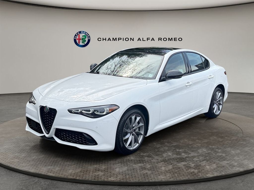 2025 Alfa Romeo Giulia GIULIA AWD in Milano White Exterior Paint — front three-quarter view